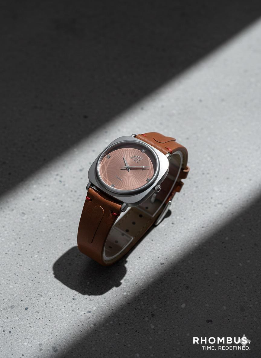 Rhombus Brown Leather Analog Watch